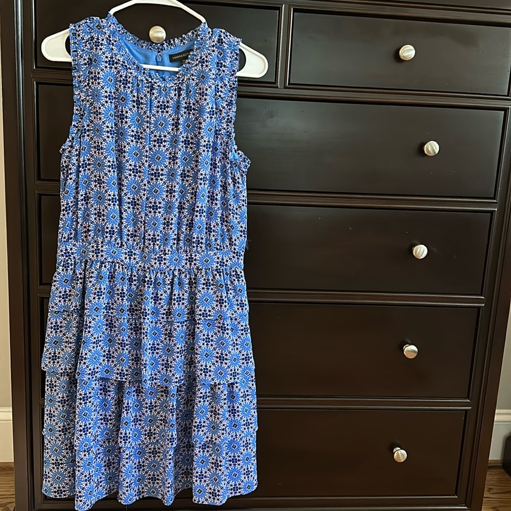 Sleeveless blue and purple Banana Republic dress